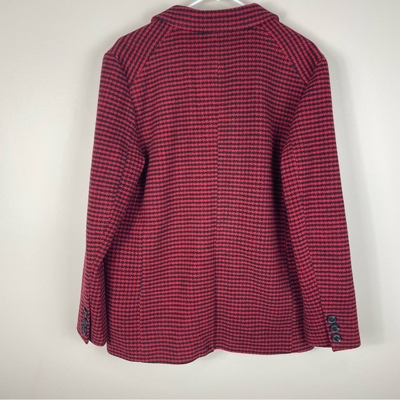 Missguided Houndstooth Boyfriend Blazer Coat Womens 8 Red Black Oversized - Picture 2 of 8